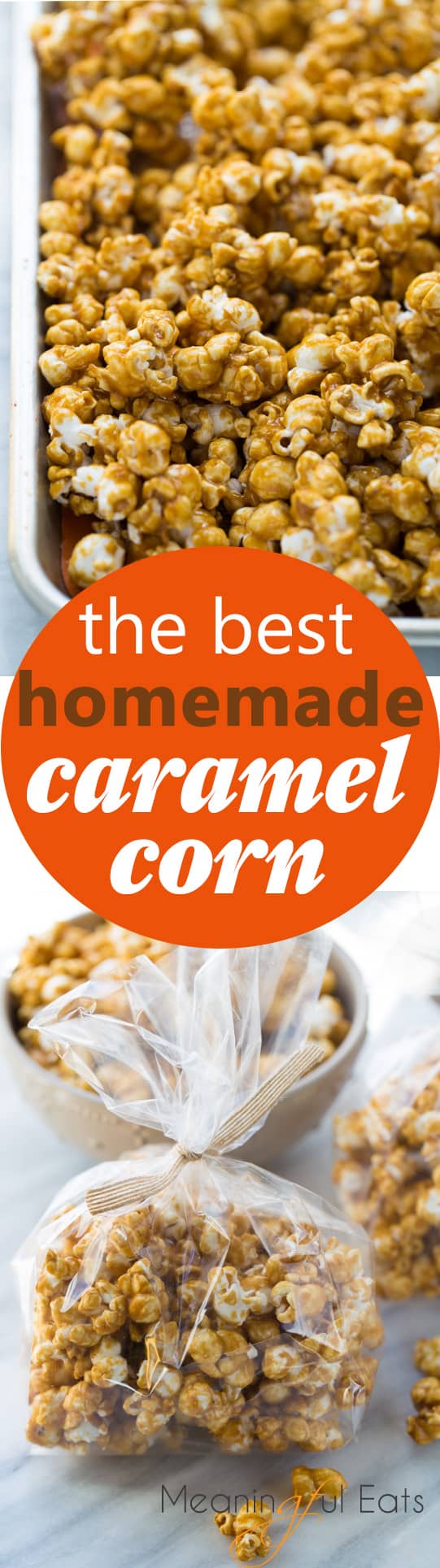 The Best Homemade Caramel Corn! Crispy caramel corn with the perfect mix of sweet and salty. A naturally gluten-free Halloween treat!