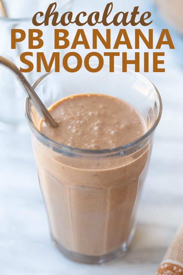 peanut butter smoothie in glass cup