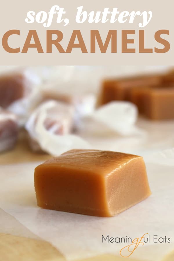 image for pinterest of close up shot of cut piece of caramel 