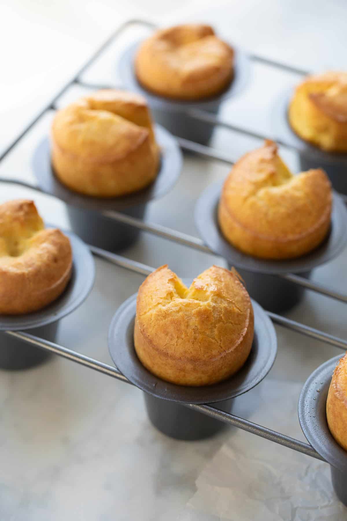 shot of popovers in baked in pan