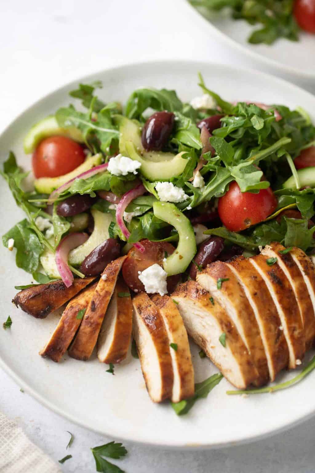Mediterranean Salad with Grilled Chicken - Meaningful Eats