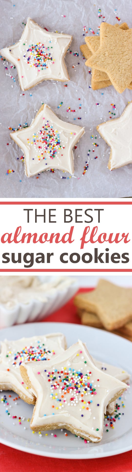 The Best Almond Flour Sugar Cookies! Soft in the middle and crispy on the edges. Easy to roll out and perfect for cut-outs!