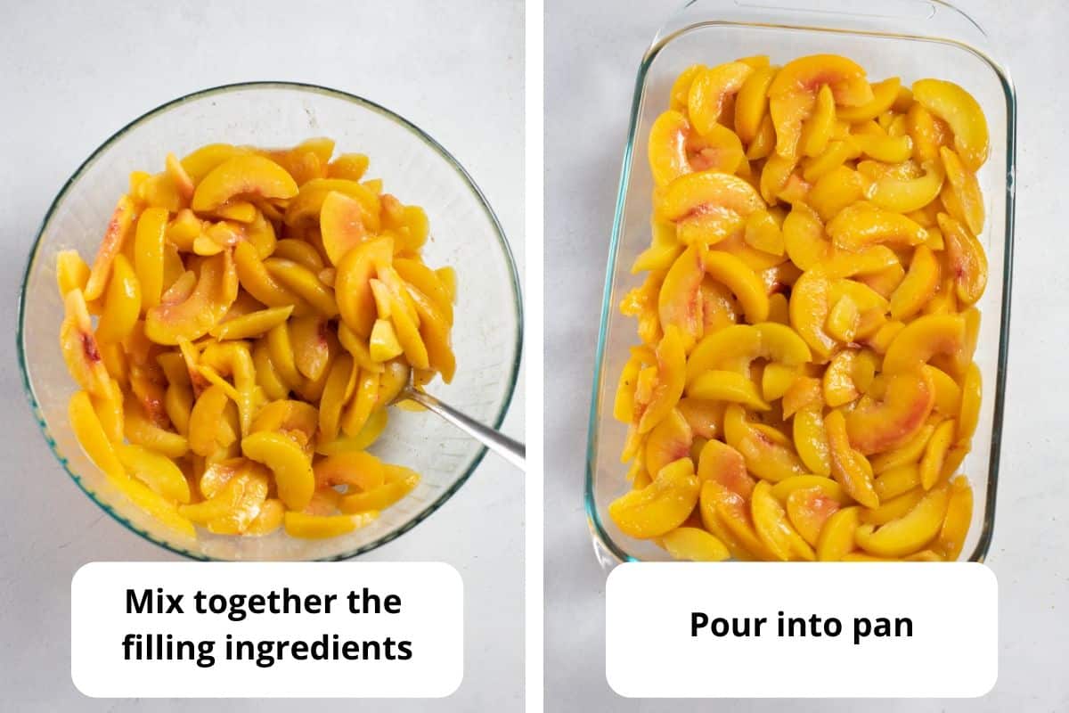 steps showing how to make peach filling 