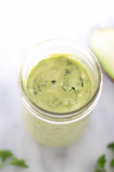 salad dressing with fresh green herbs