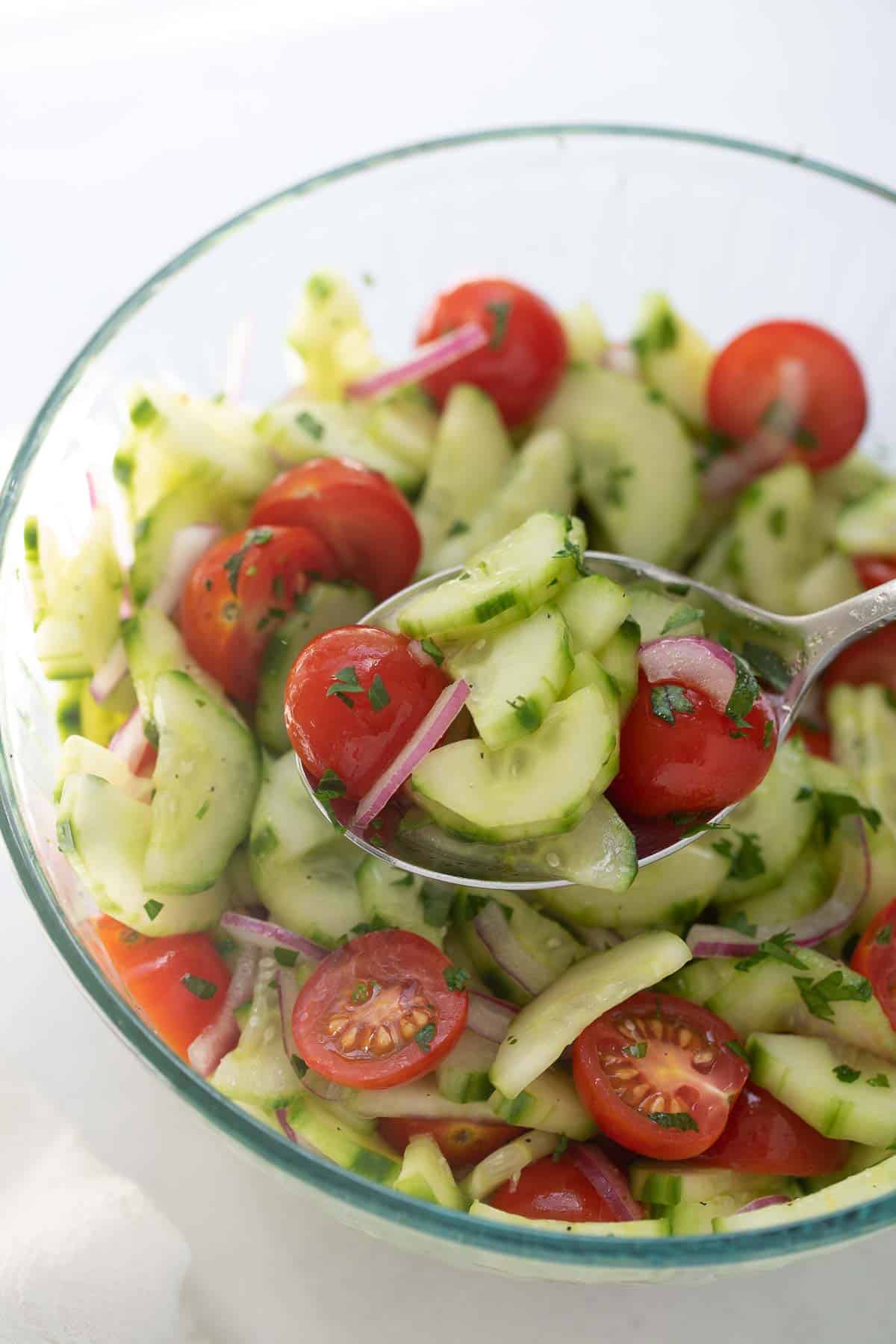 Cucumber Tomato Salad (Easy Marinade!) - Meaningful Eats