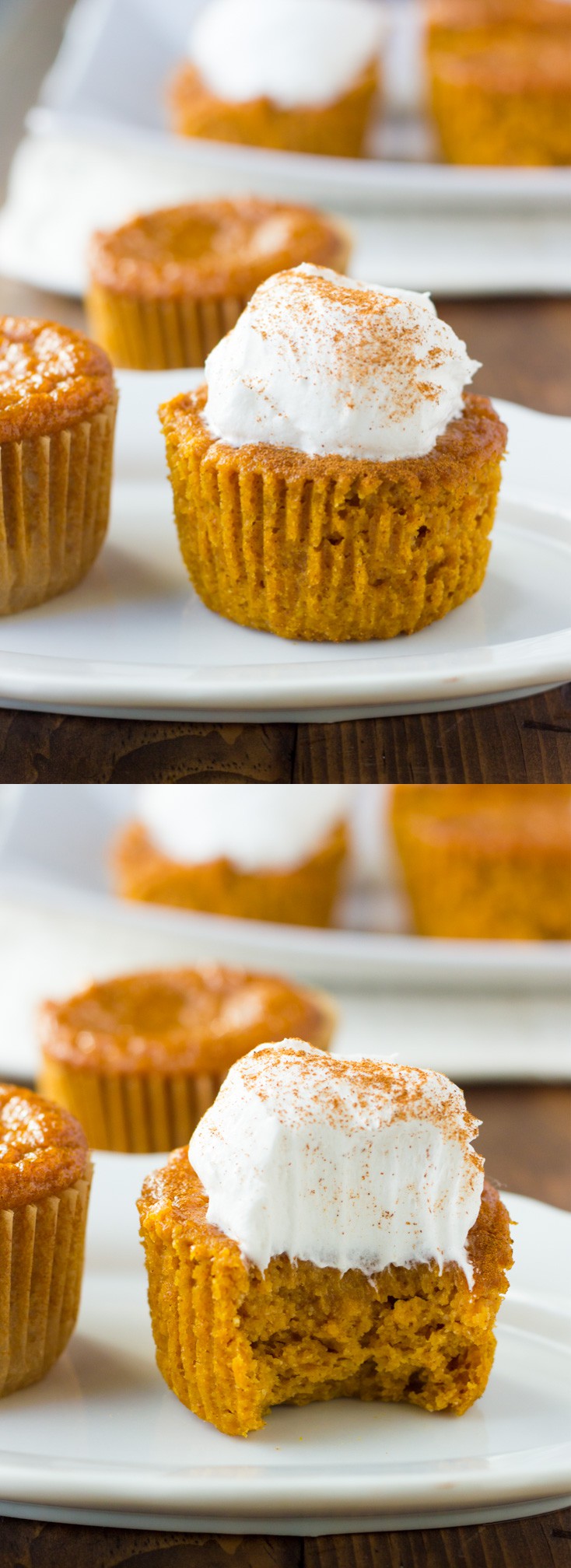 Gluten-Free Crustless Pumpkin Pie Cupcakes! So easy to make and perfect for Thanksgiving. (Dairy-Free)
