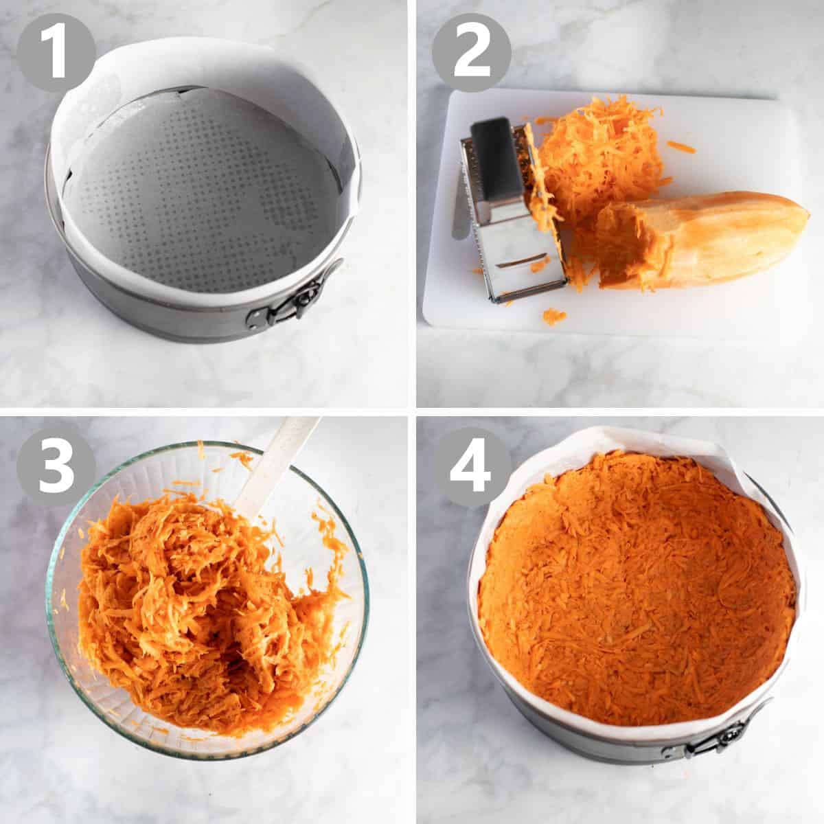 step by step photo of how to make sweet potato crust