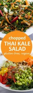 Chopped Thai Kale Salad with Spiced Cashews and a Bold, Almond Butter Dressing! The perfect make-ahead salad for lunches, trips or potlucks. {Gluten-Free, Vegan}