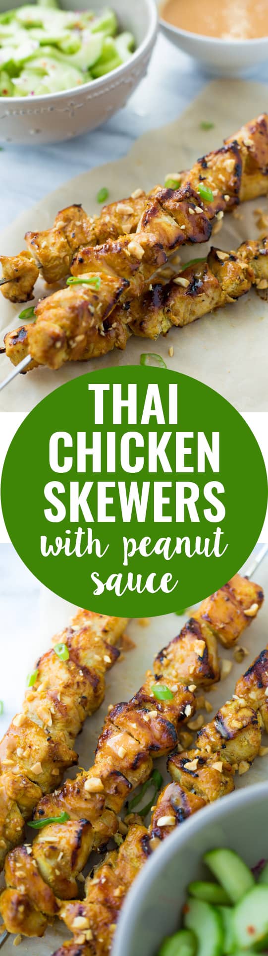 Thai Chicken Skewers with Peanut Sauce! Flavorful, easy and perfect for summer grilling! (Gluten-Free)