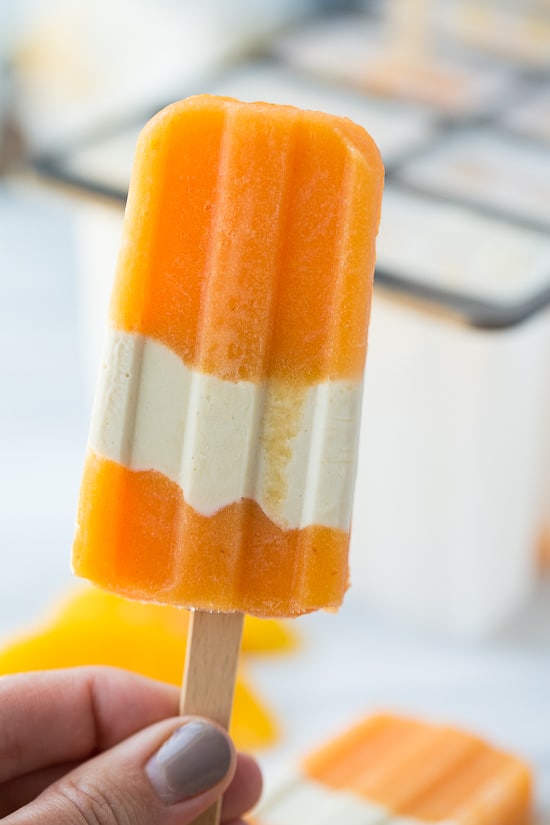 3-Ingredient Healthy Peach Creamsicles! So easy to make and perfect for a healthy summer treat!