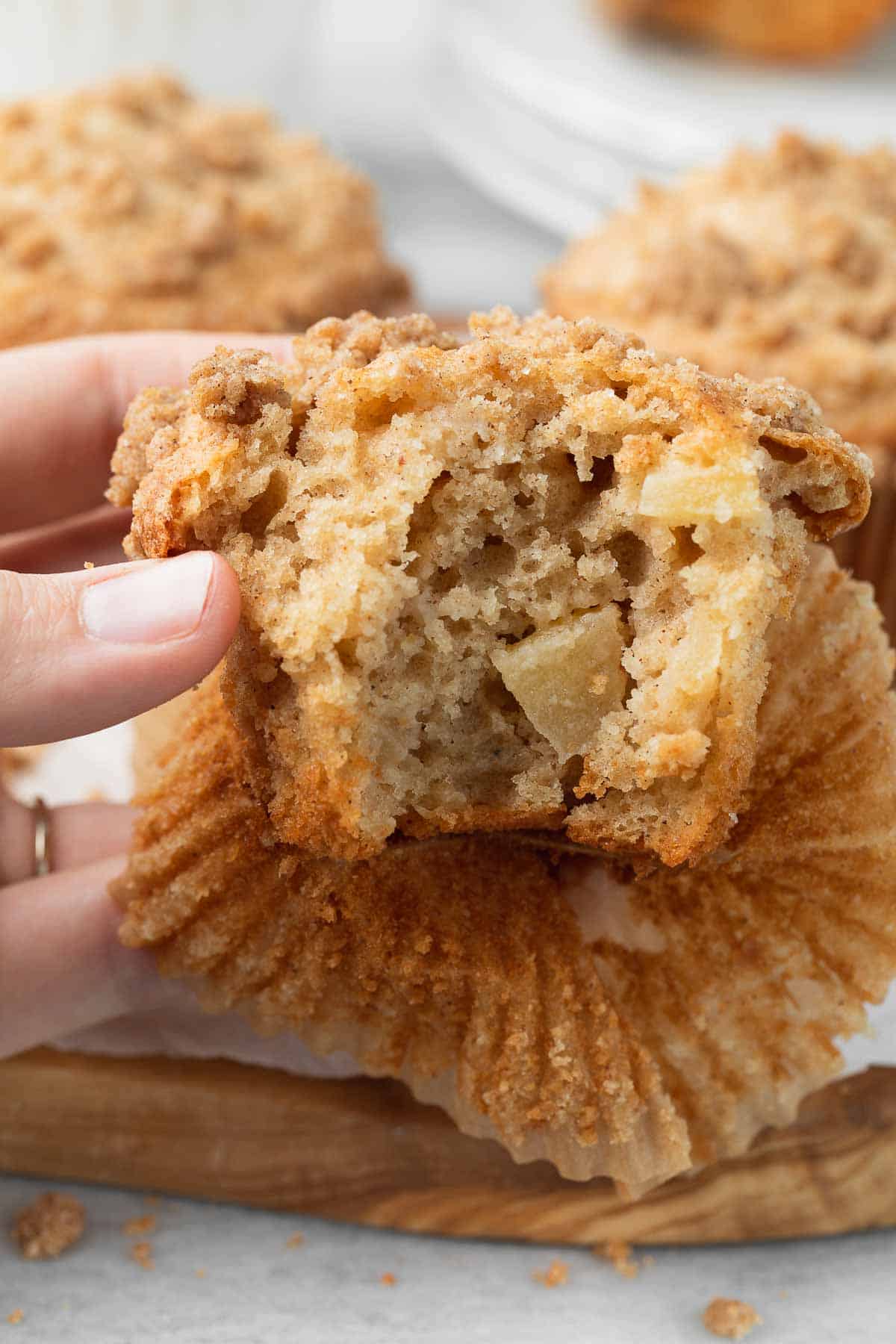 Apple muffin with a bite taken out of it