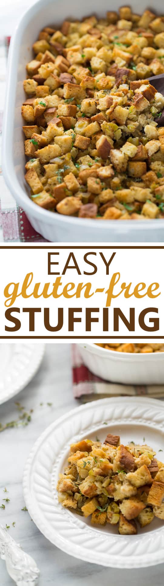 Easy, Gluten-Free Stuffing! Classic stuffing that is better than any boxed stuffing you've ever made!