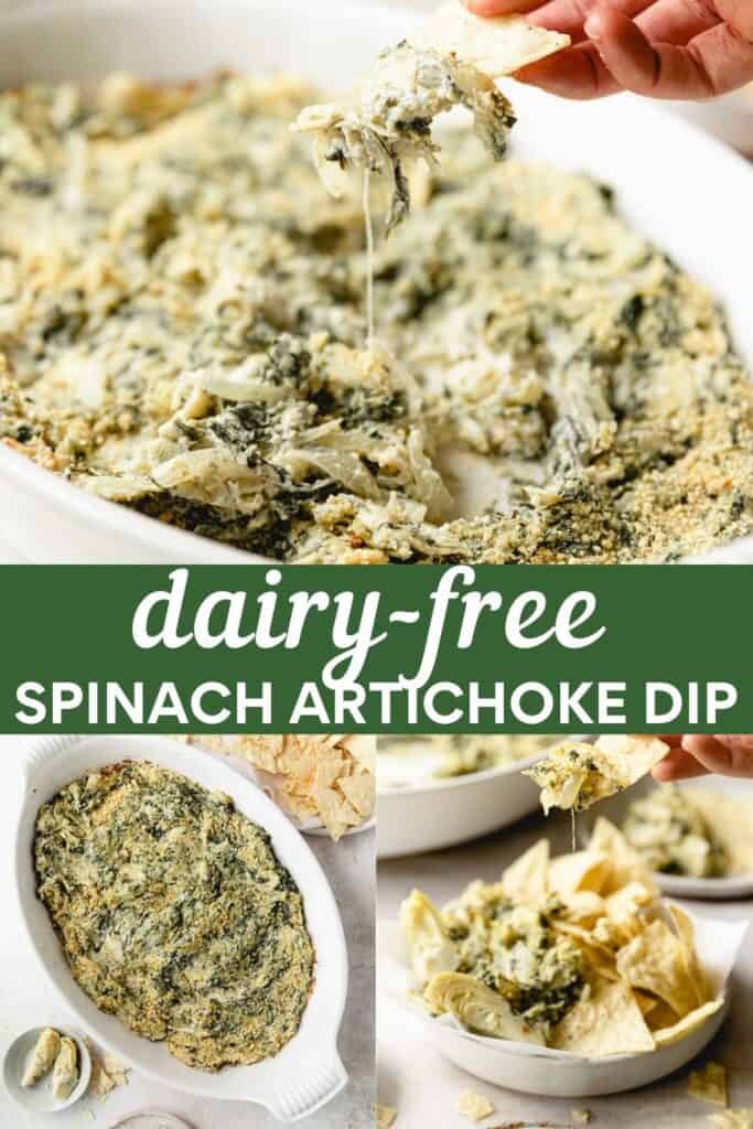 steps of how to make dairy-free artichoke dip for pinterest