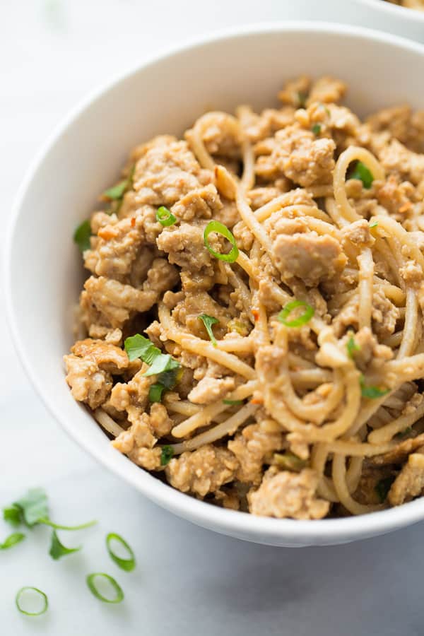 Gluten-Free Dan Dan Noodles! A 20-minute, kid-friendly dinner that is perfect for busy weeknights!