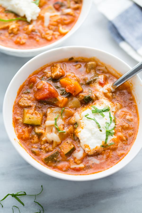 Instant Pot Turkey Vegetable Lasagna Soup! So TASTY, easy and family-friendly! All the comforting flavors of lasagna - but done in 20 minutes!
