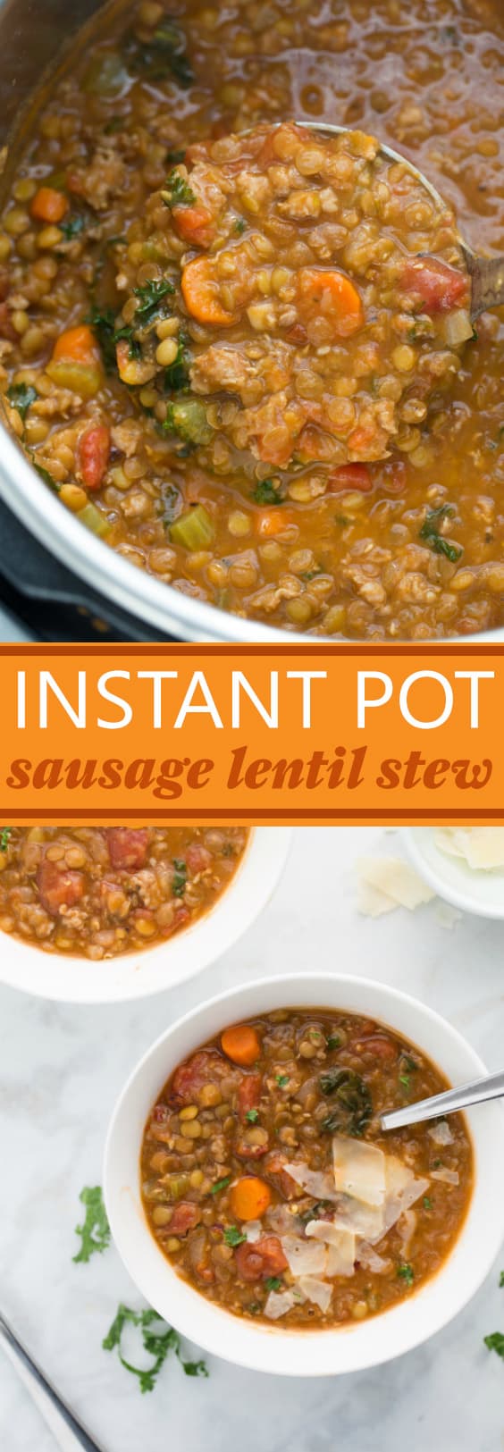 Instant Pot Sausage Lentil Stew! #instantpot #instantpotrecipes #setitandforgetit #easydinner #glutenfreedinner #lentilstew