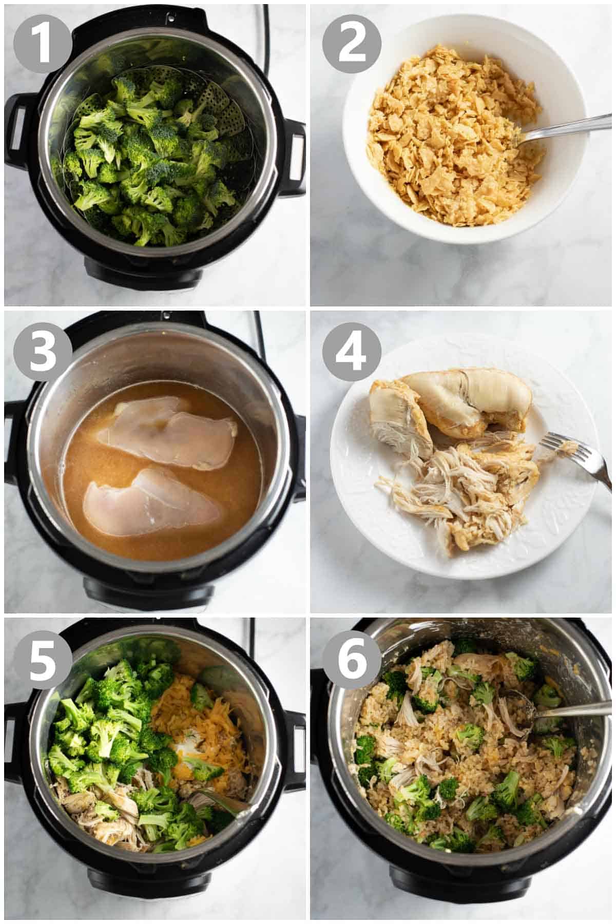 numbered steps for making Instant Pot chicken casserole