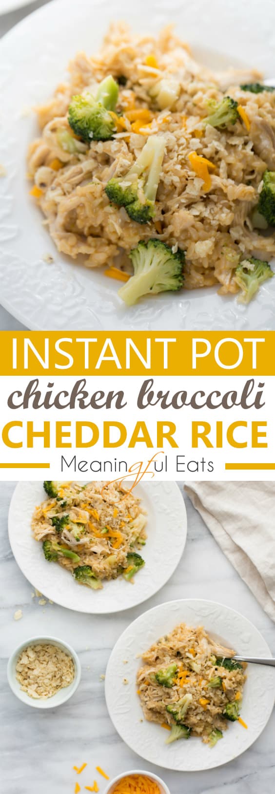 Instant Pot Chicken, Broccoli and Cheddar Rice! #instantpot #instantpotrecipes #instantpotchickenandrice #easyinstantpotrecipes #glutenfreeinstantpot #instantpotdinner #glutenfreedinner #glutenfree
