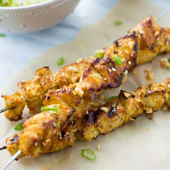 Thai Chicken Skewers with Peanut Sauce