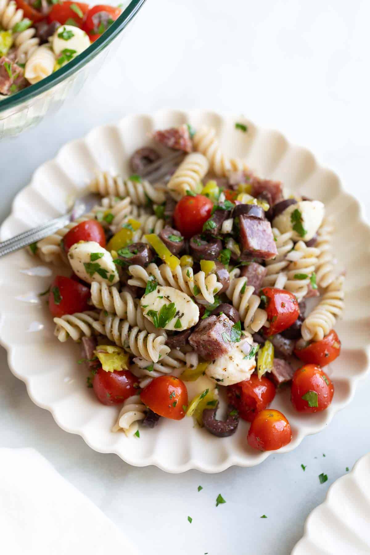 Pasta salad on a plate