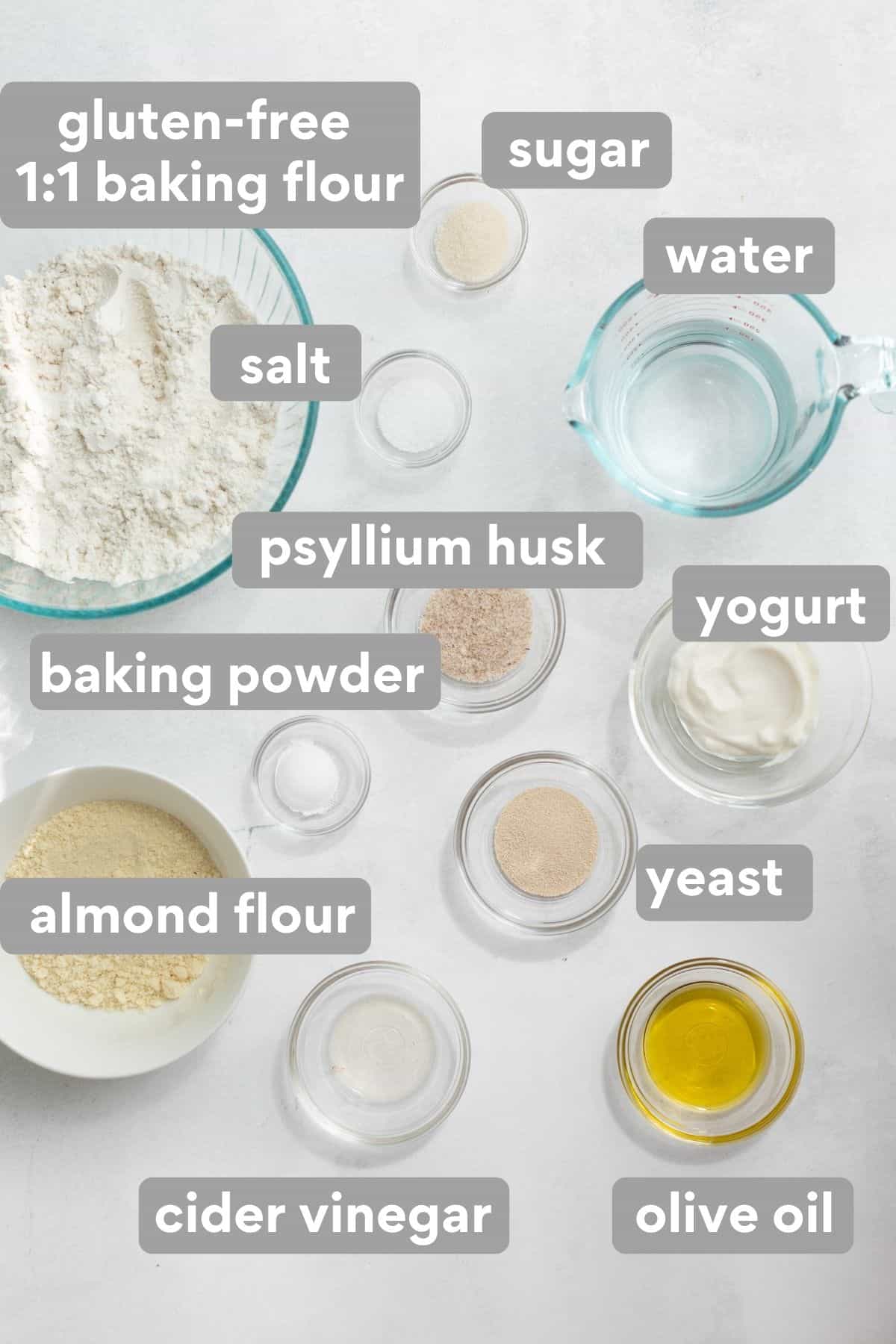 Flatbread ingredients on a countertop