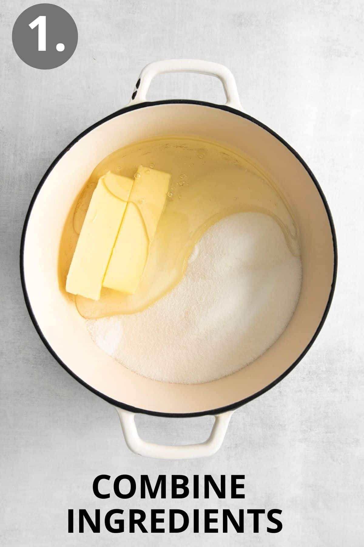 Butter and sugar in a pot