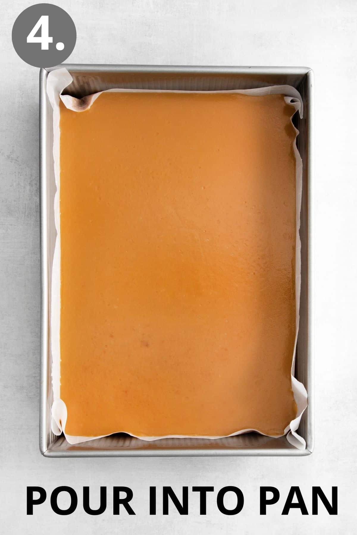 Carmels poured in a lined pan