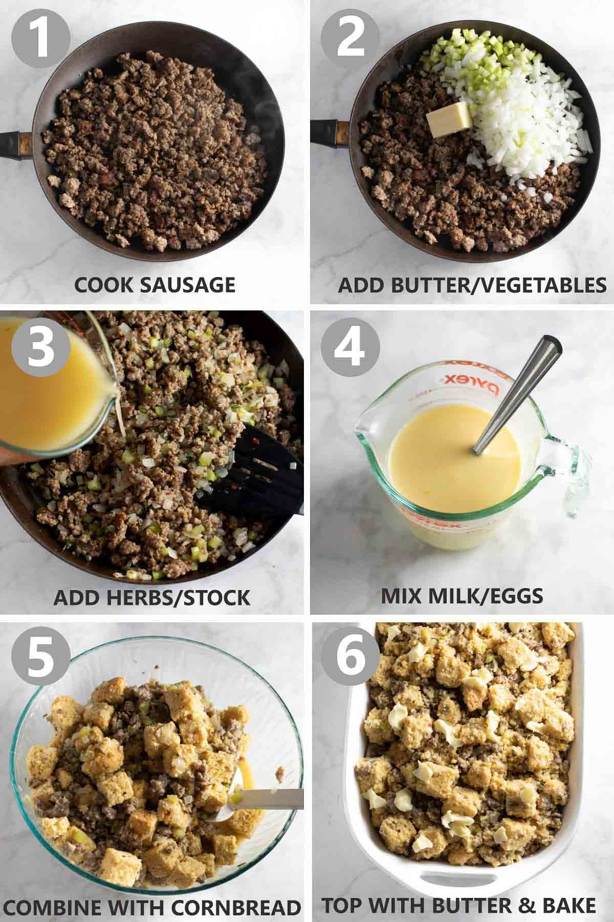 step by step photos of how to make the gluten-free cornbread stuffing