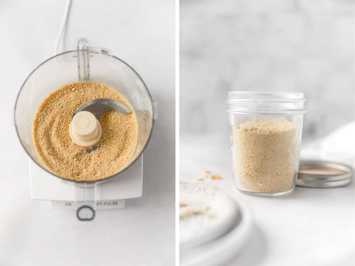 how to mix together the dairy-free parmesan in the food processor