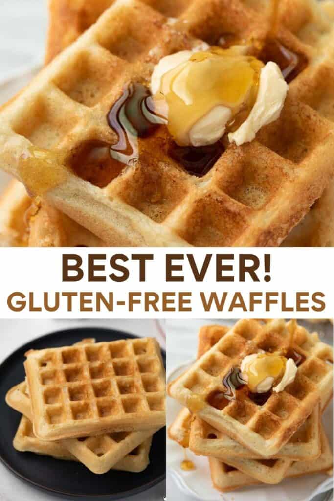 collage image for pinterest of gluten-free waffles