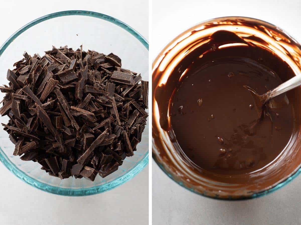 chopped and melted chocolate