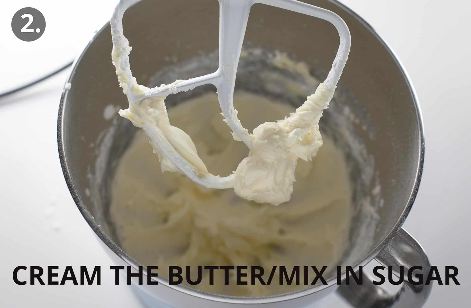 butter being creamed in stand mixer bowl