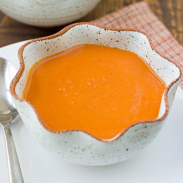 gluten free tomato soup in bowl 