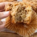close up photo of inside of gluten free apple muffin