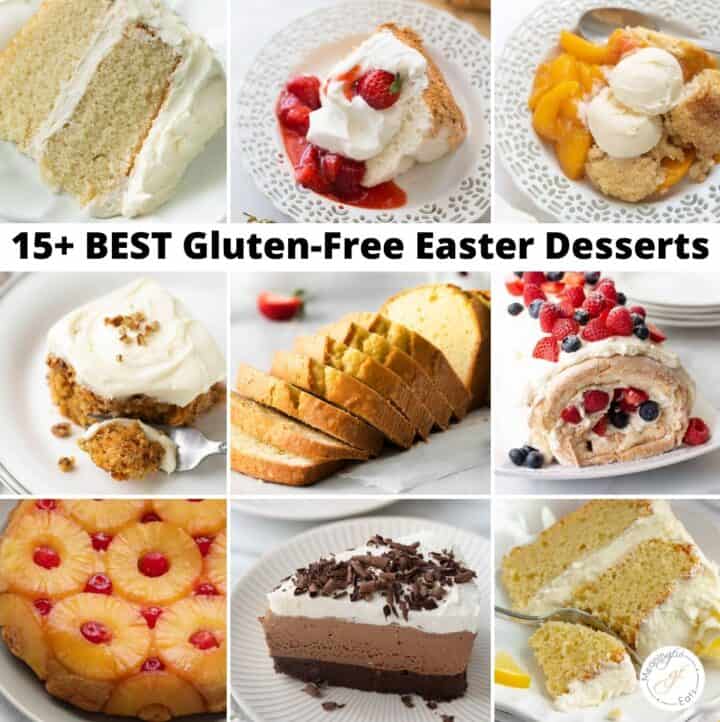 collage image of gluten free easter desserts