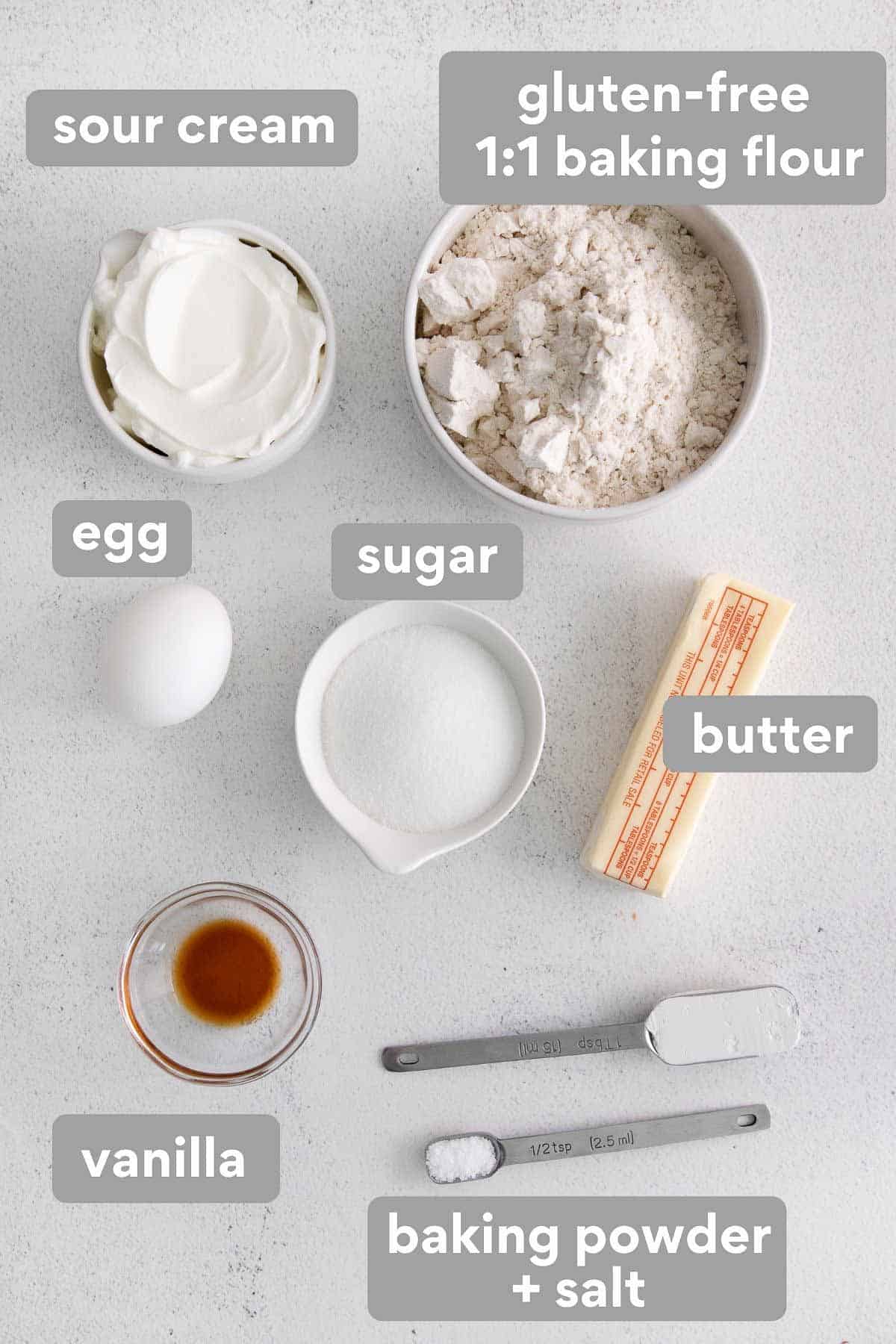 gluten-free scone ingredients on a countertop
