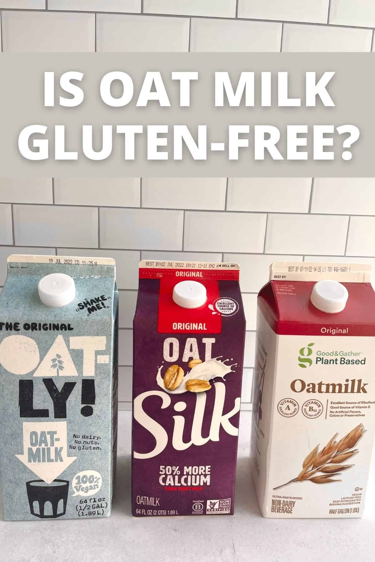 different brands of oat milk in a row