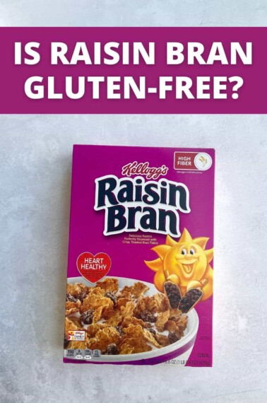 A box of Raisin Bran and text that reads, "Is Raisin Bran Gluten-Free?"