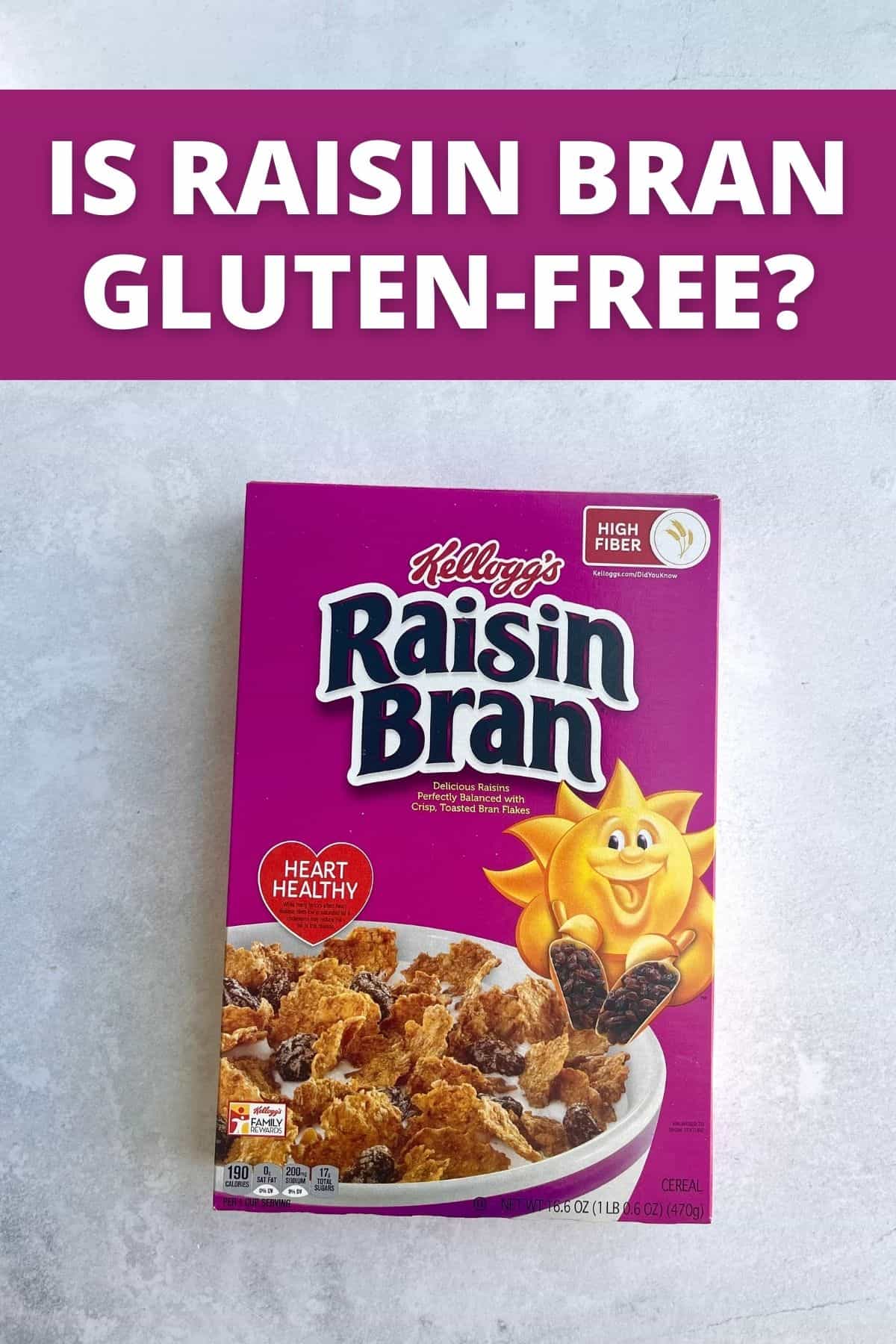 A box of Raisin Bran and text that reads, "Is Raisin Bran Gluten-Free?"