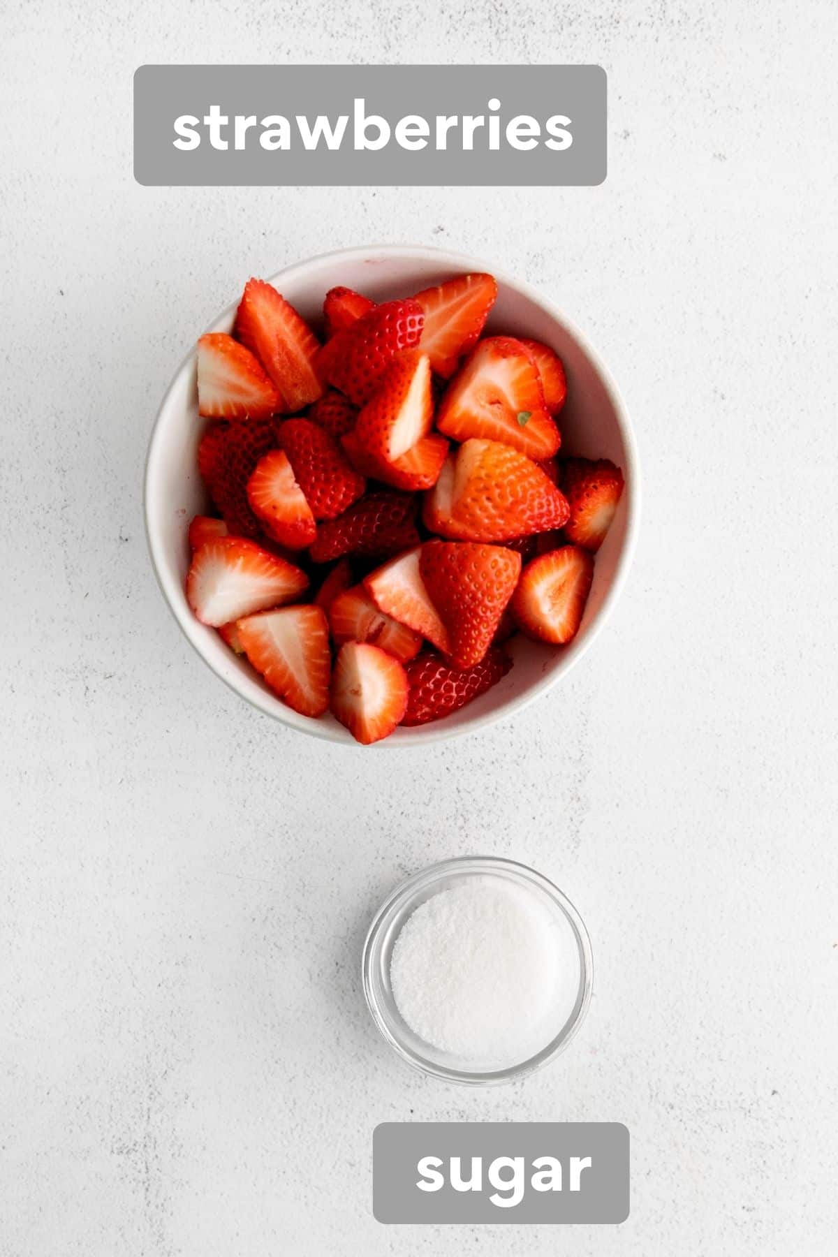 Ingredients for strawberry compote on a countertop