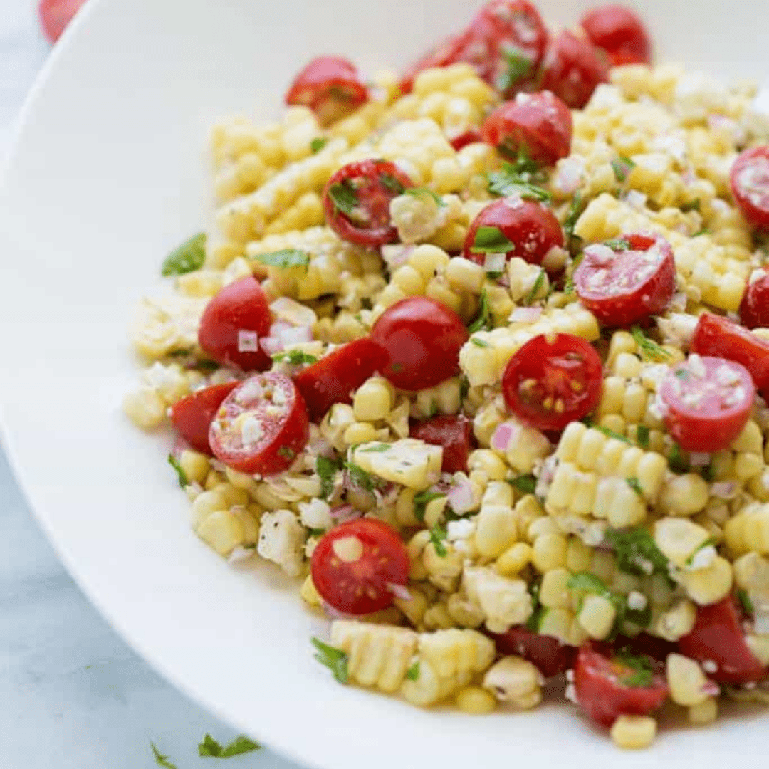 Summer corn salad in a bowl