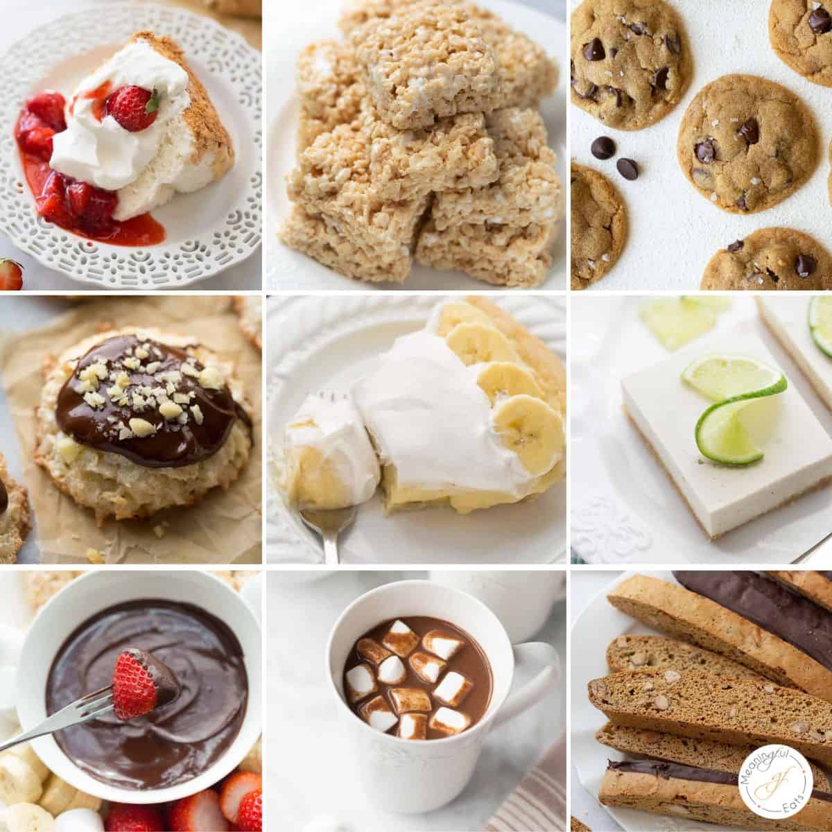 A collage of nine gluten-free dairy free dessert recipes
