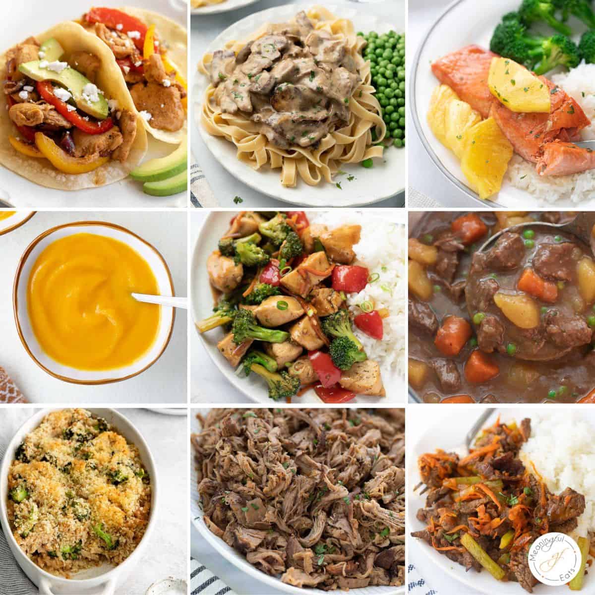 A collage of nine gluten-free dairy-free dinner recipes