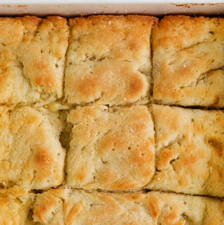 Gluten-free biscuits in a baking dish