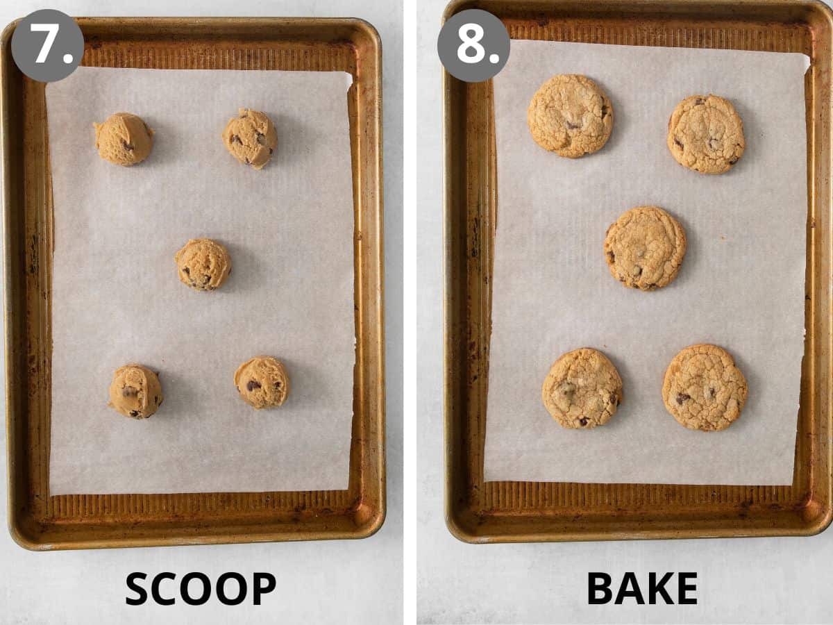 cookies scooped and baked on baking sheet