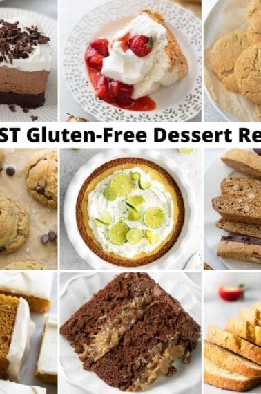 collage of 9 gluten free dessert images