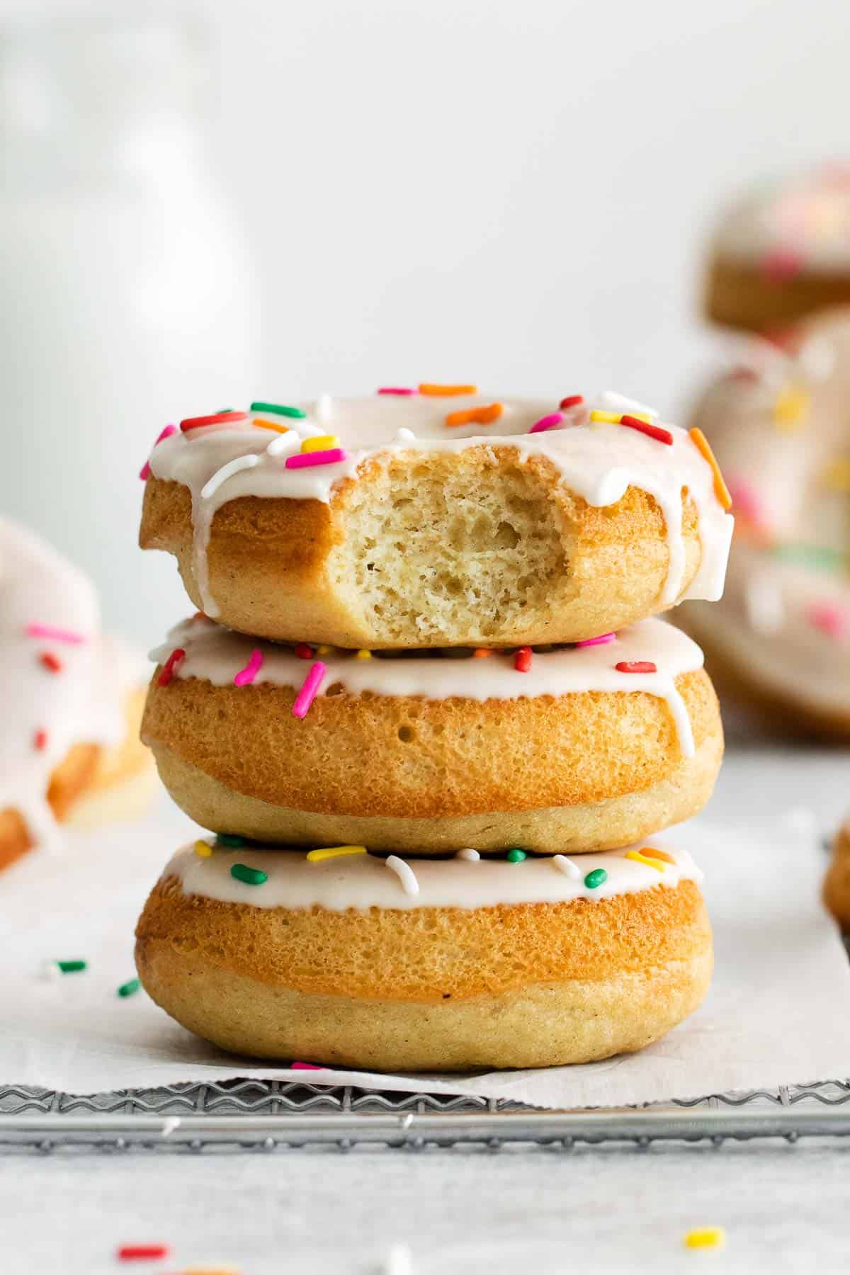 stack of 3 gluten free donuts 