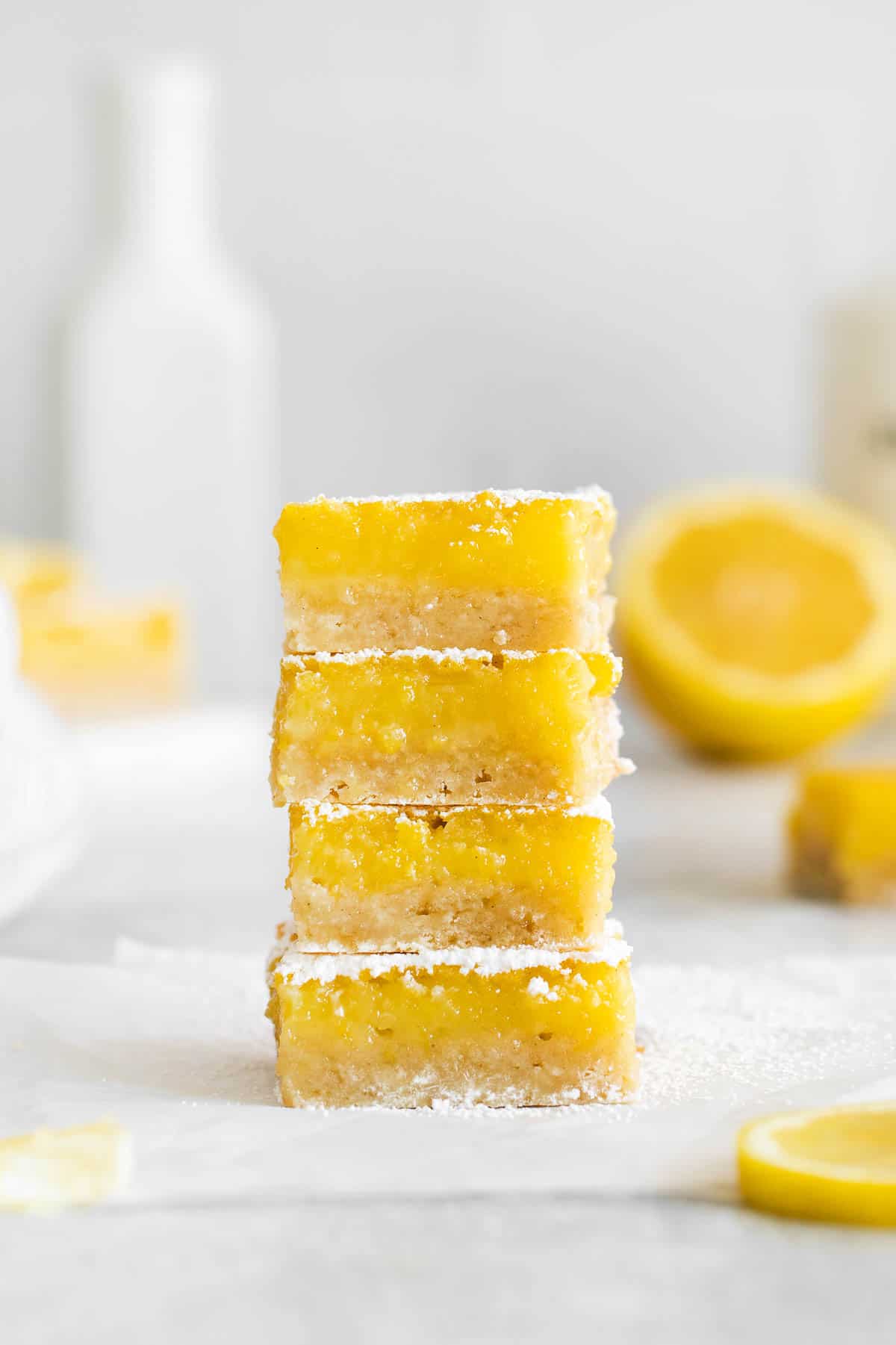 gluten-free lemon bars stacked on top of each other