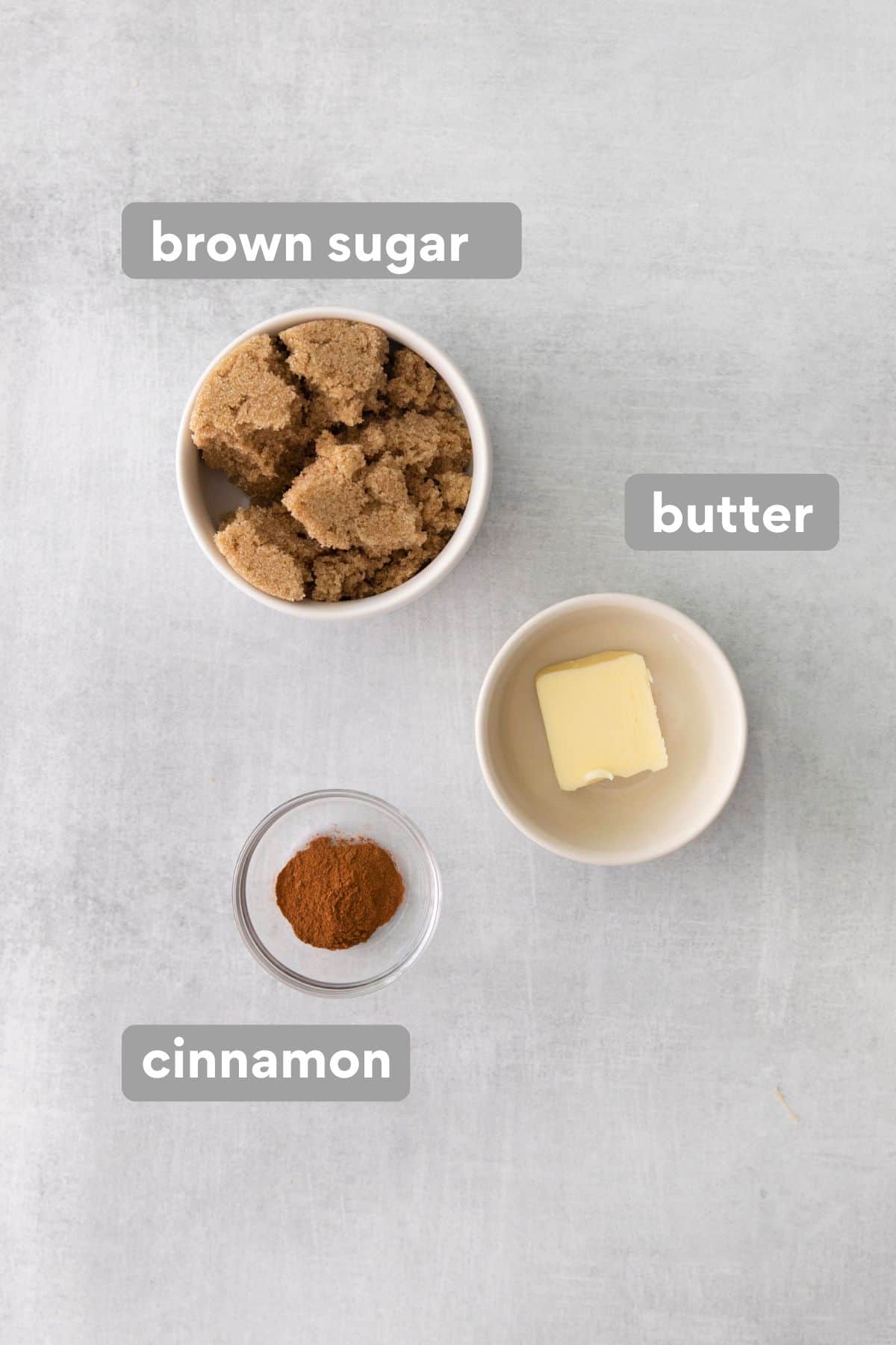 Apple cake crumble ingredients on a counter top