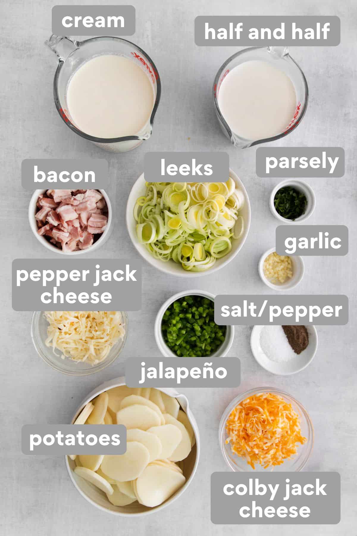 Scalloped potato ingredients on a counter top